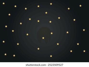 Fondo de la noche con la estrella dorada