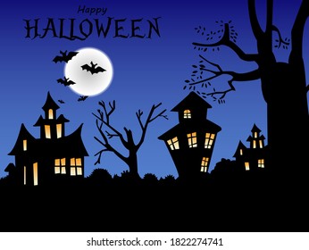 Night background for happy halloween bats. Vector EPS10