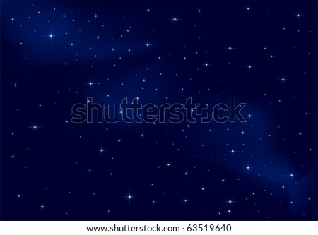 Night background, shining Stars on dark blue sky, illustration