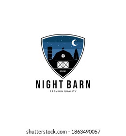 Night Barn Logo Vector Illustration Design Vintage Emblem Art