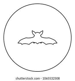 Night bat black icon in circle outline