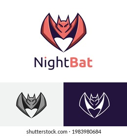 Night Bat Flying Animal Games Fun Logo Symbol