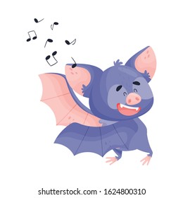 Night Bat Gesturing and Singing Vector Illustration