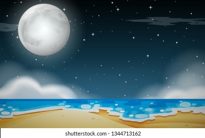 A night beach scene illustration
