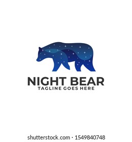 Night Bear Concept Designs Illustration Vector Template. Suitable for Creative Industry, Multimedia, entertainment, Educations, Shop, and any related business.