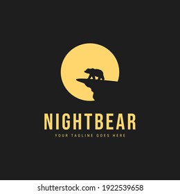 Night bear minimalist silhouette logo vector illustration design