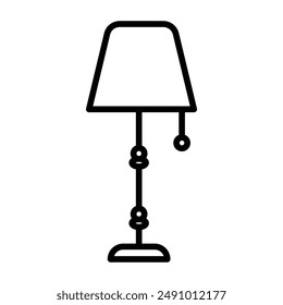 Night Bedside Lamp icon Black line art vector logo