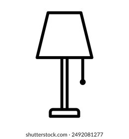 Noche Lámpara de noche icono lineal logo marca en blanco y negro
