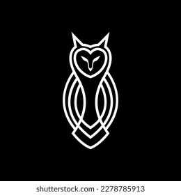 night bird animal nocturnal barn owl line geometric modern minimal logo design vector