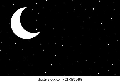 night black sky with moon stars