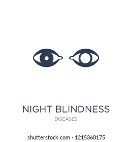 Night blindness icon. Trendy flat vector Night blindness icon on white background from Diseases collection, vector illustration can be use for web and mobile, eps10