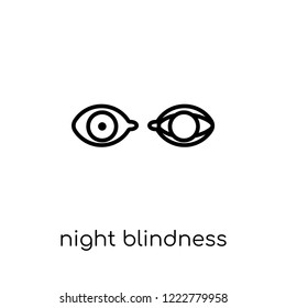 Night blindness icon. Trendy modern flat linear vector Night blindness icon on white background from thin line Diseases collection, editable outline stroke vector illustration