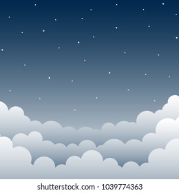 Night Blue Gradient Cloud and Sky Background, Vector Illustration, You can use it as a background and place your text