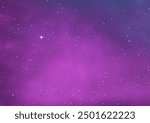 Night blue starry sky, purple galaxy background. Realistic starry sky with gradient. Milky way with shining stars. Night sky with light effect.