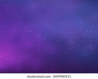 Cielo estrellado azul de la noche, fondo púrpura de la galaxia. Cielo estrellado realista con gradiente. Vía Láctea con estrellas brillantes. Cielo nocturno con efecto de luz.