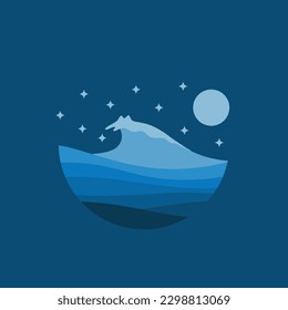 Night blue wave logo design vector for your brand or business