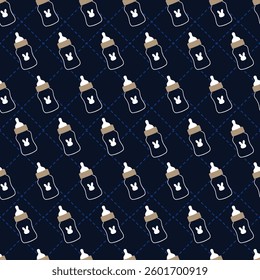 Night Bunny Bottle Brigade Vector Seamless Pattern can be use for background and apparel design