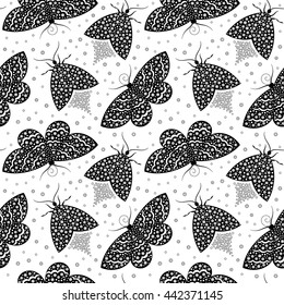 Night butterflies pattern. Abstract wallpapers. Vector seamless background.