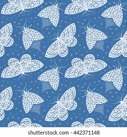 Night butterflies pattern. Abstract wallpapers. Vector seamless background.