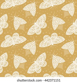 Night butterflies pattern. Abstract wallpapers. Vector seamless background.