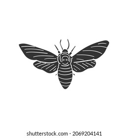 Night Butterfly Icon Silhouette Illustration. Insect Moth Vector Graphic Pictogram Symbol Clip Art. Doodle Sketch Black Sign.