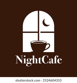 night cafe flat minimalist logo design