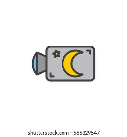 Night camera line icon, filled outline vector sign, linear colorful pictogram isolated on white. Symbol, logo illustration