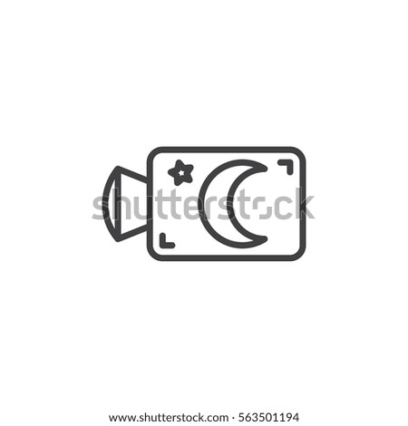 Night camera line icon, outline vector sign, linear pictogram isolated on white. Symbol, logo illustration