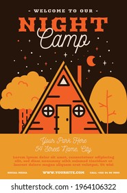 Diseño vectorial de banderas de campamentos nocturnos