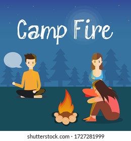 Night Camp fire vector illustration design

