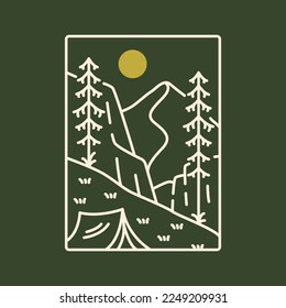 Night camp in Nature with Mountain Background
