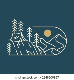 Night Camp on a cCiff with a Mountain Background