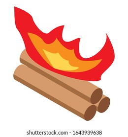 Night campfire icon. Isometric of night campfire vector icon for web design isolated on white background