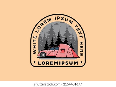 Night camping with car illustration design