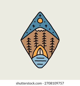 Night camping graphic illustration vector art t-shirt design