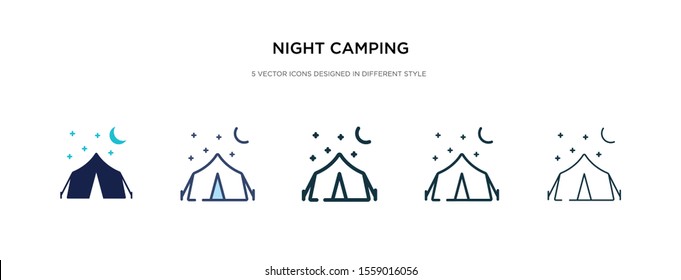 night camping icon in different style vector illustration. two colored and black night camping vector icons designed in filled, outline, line and stroke style can be used for web, mobile, ui