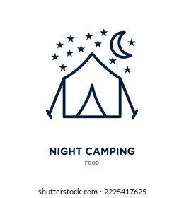 night camping icon from food collection. Thin linear night camping, night, summer outline icon isolated on white background. Line vector night camping sign, symbol for web and mobile