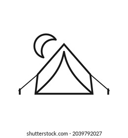 Icono de campamento nocturno. Alta calidad y muy adecuado para tu diseño web, interfaz de usuario, diseño de aplicaciones móviles, etc. 
Ilustración vectorial en un fondo blanco.