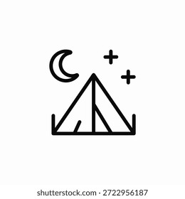 Vector de signo de icono de camping nocturno