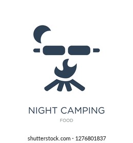 night camping icon vector on white background, night camping trendy filled icons from Food collection, night camping vector illustration