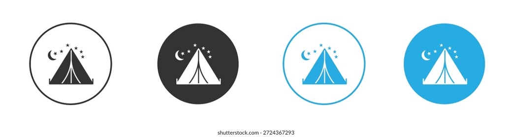 Elemento de projeto de ícones de acampamento noturno. ilustração vetorial sobre fundo branco.