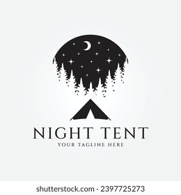 Nacht-Camping-Logo, Vektorgrafik-Design, einfaches Zelt-Abenteuer-Logo