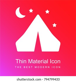 Night camping red and pink gradient material white icon minimal design