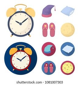 Night cap, pillow, slippers, moon. Rest and sleep set collection icons in cartoon,flat style vector symbol stock illustration web.