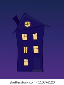 night cartoon house