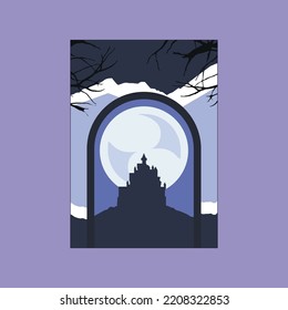 Night Castle Background Card Halloween template svg