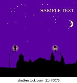 Night castle, background with sample text