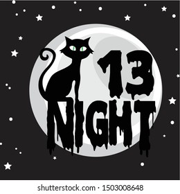 Night Cat Art, vector illustration