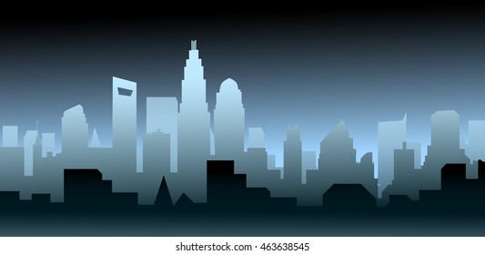 Night Charlotte North Carolina Skyline-Vector