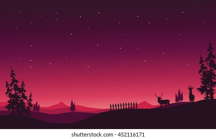 Night Christmas Scenery Silhouette Vector Cartoon Stock Vector (Royalty